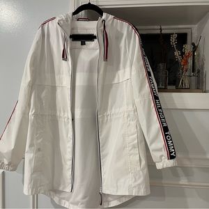 Women’s Tommy Hilfiger long logo wind breaker rain jacket